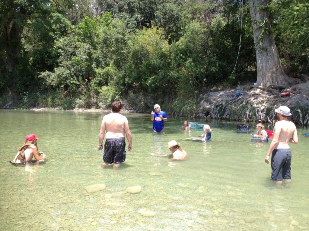 Hal Ketchum at the Frio River Song Festival rock-skipping contest